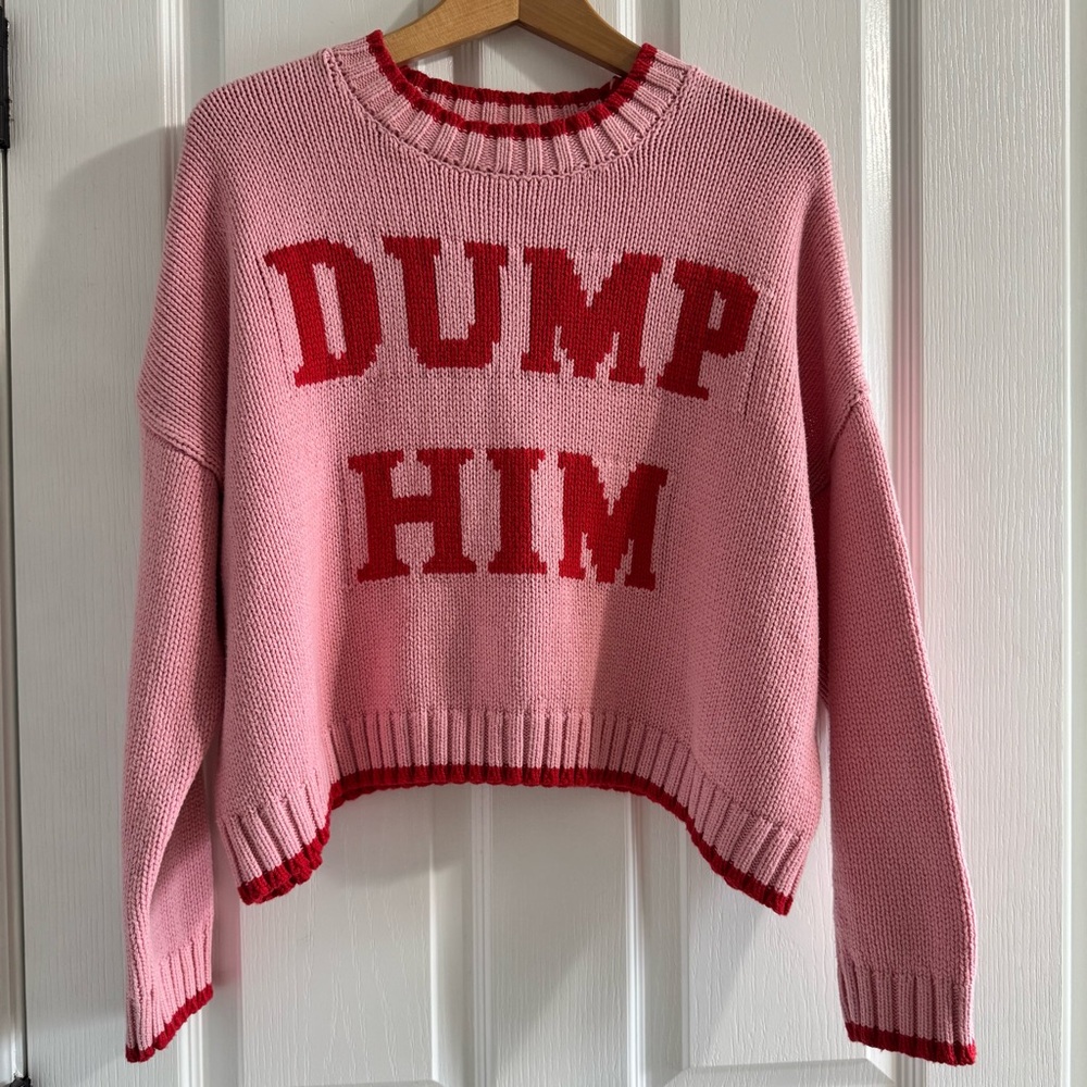 Sincerely Jules Pink & Red VIRAL DUMP HIM Sweater Size Medium